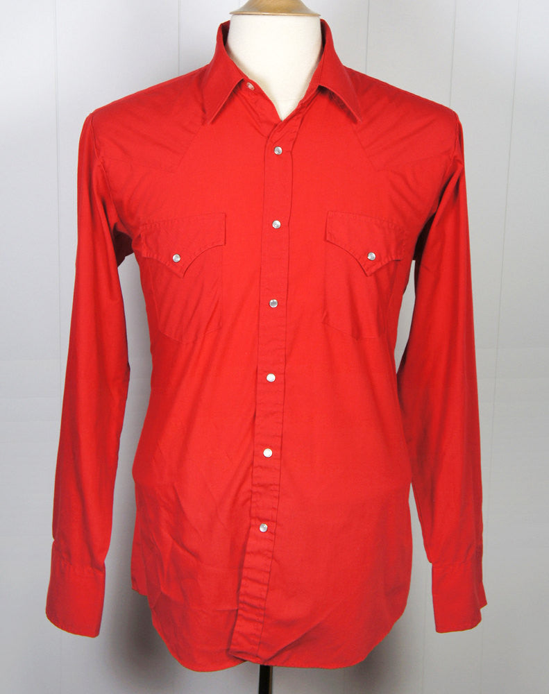 Men's Red Western Pearl Snap Shirt - Size L
