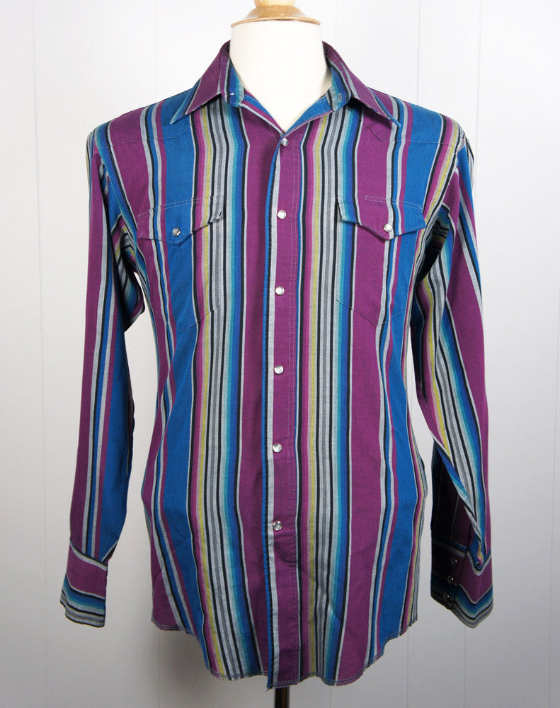 Multicolor Wrangler Western Pearl Snap Shirt - Size M