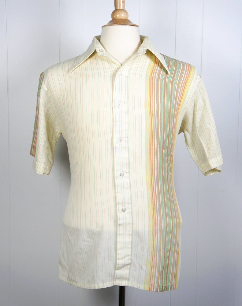 1970's Sherbert Striped Button Up Shirt - Size L