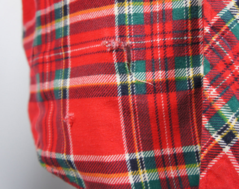 Red, Green, Black & White Striped Flannel Shirt Jacket -  Size XL