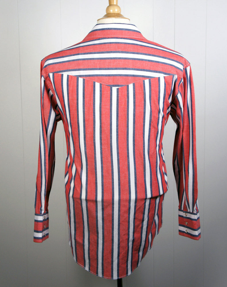 Red, White & Blue Western Pearl Snap Shirt - Size L