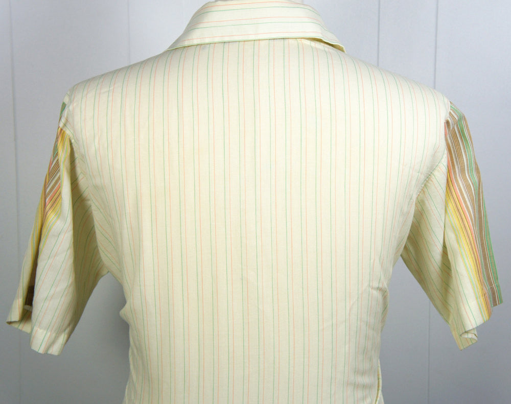 1970's Sherbert Striped Button Up Shirt - Size L